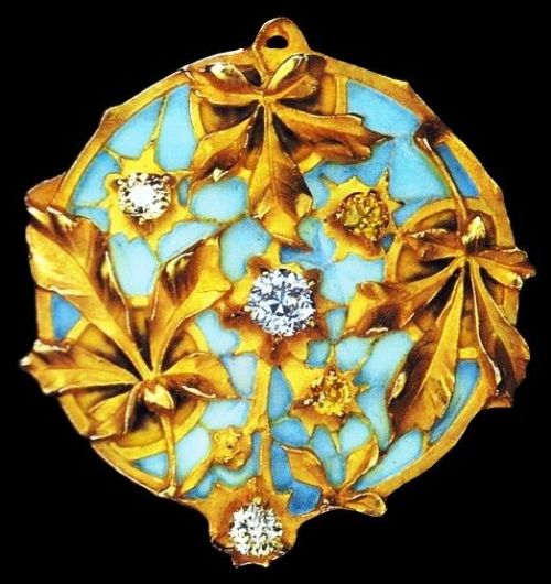 Art Nouveau enamelled and diamond-set brooch, Lucien Gautrait, ca.1900.