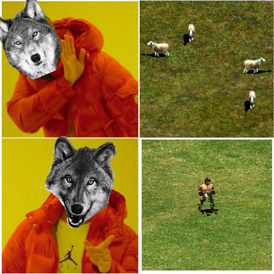 Age of Empires wolves be likeVia Age Of Empires 2 Voobly –  @blackaddersplays on Tumblr