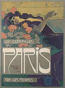 scanzen:  Aleardo Villa (1865 - 1906): Cigarrillos Paris, Art Nouveau advertising poster, 1901. via Wikimedia Commons