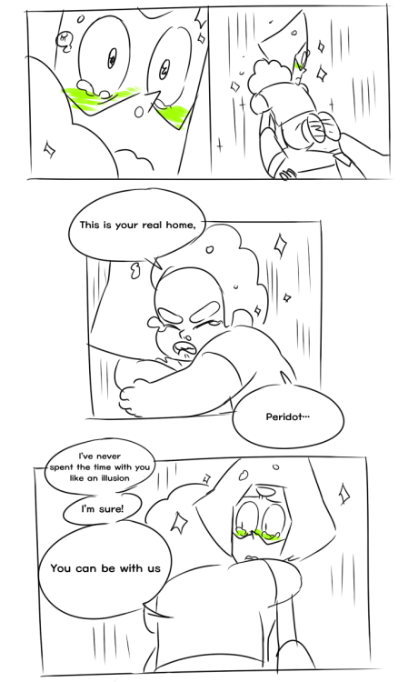 Translation: slothinateacupI just wanted to see Peridot that was caught by Crystal gems and stayed w