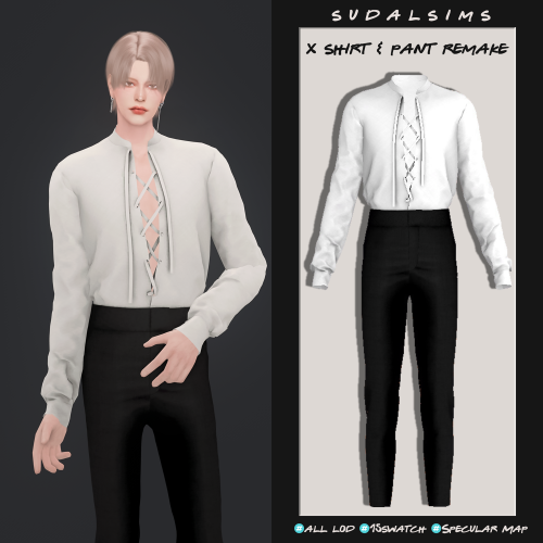 [sudal] x shirt & pant remake▶ All lod▶ Specular Map▶ 15 Swatch♥ Thanks for all CC creators ♥▶ D