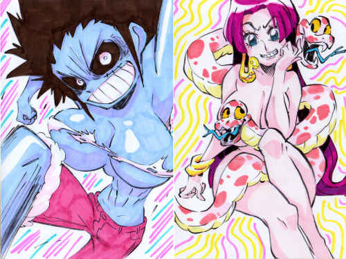 rafchu:  Gender swap One Piece fanarts done! 〜(￣▽￣〜)Inked with a brush pen and colored with alcohol-based markers. You can buy the original artworks (4.2 x 5.9 inches) on my shop for 25$ each ヾ(☆▽☆) http://rafchu.tictail.com 