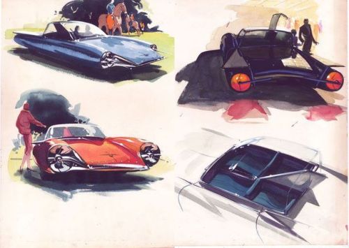 vintagegeekculture:Syd Mead car designs.