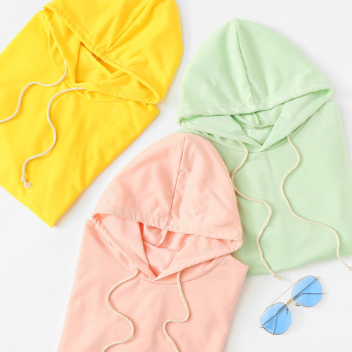 Drawstring Hooded Crop Sweatshirt