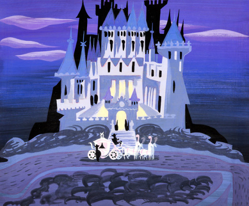 adventurelandia:Cinderella Castle and Coat color key painting by Mary Blair