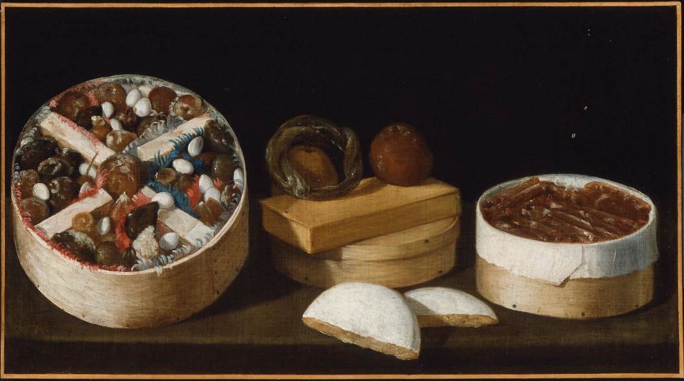 aleyma:  Still Life with Sweetmeats, made in Spain in the 17th century (source).