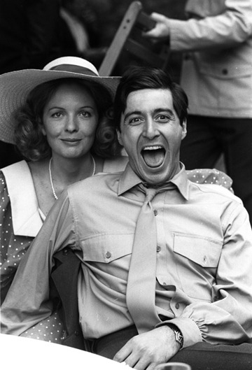 dadsamoviecritic:  Diane Keaton and Al Pacino sharing a laugh on the ‘Wedding Set’ of the ever class