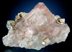 Mineralists:  Bi-Color Green And Pink Fluorite Specimen With Pyrite Crystals From