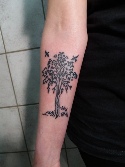 Handpoked Tree, Inspired by Japanese Ukio-E prints