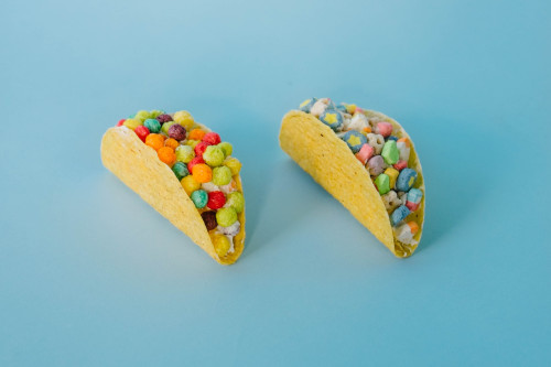 Breakfast tacos? For me, I’ll take it with Trix or Lucky Charms. Just add milk to this taco.
