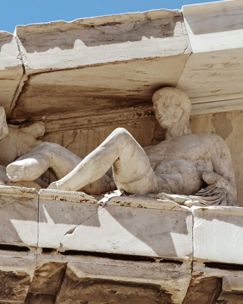  Statue of Dionysus from the East pediment of the Parthenon.Acropolis of Athens, Greece.