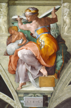 elegantiaearbiter:  Libyan Sybil, by Michelagelo Buonarroti, Cappella Sistina, Musei Vaticani, Vatican City. 