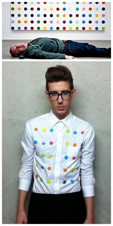 DIY Cheap and Easy Damien Hirst Inspired Spot Shirt Tutorial from Studs and Buttonholes here. Eyelet