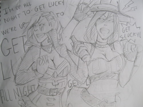 More sketches…I hope I’m not spamming your dash >_< The drawing where Vi and Cait are singing…well, that is what happend when you draw while listening again and again “Get Lucky” by Halestorm xDD (I’m not sorry