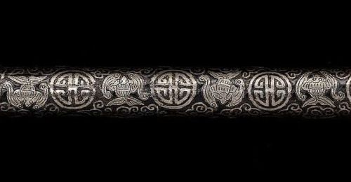 art-of-swords:Ritual AxeDated: late 19th centuryCulture: TibetanMedium: iron, gold, silver, black la