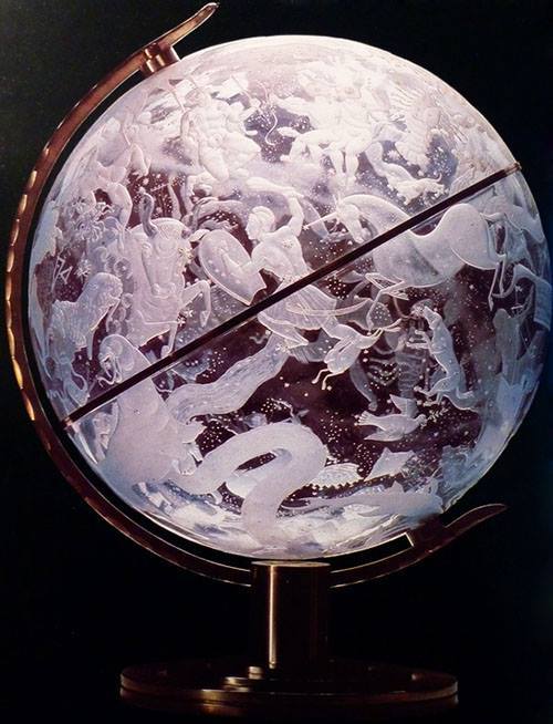 coisasdetere:Sky Globe by Edward Hald (Swedish, 1883-1980), Engraved Glass, 1920. Swedish painter, g