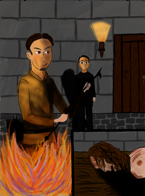 An illustration of Chapter 15 of @themalhambird’s amazing Richard II fic Richard Suffers ™. In that 