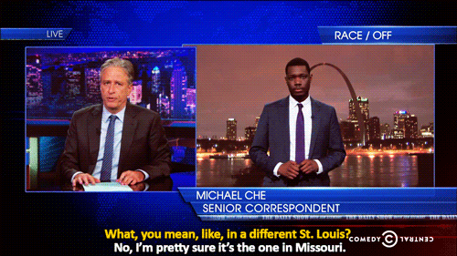 youngblackandvegan:  modestmojo:   Daily Show correspondent Michael Che tries to