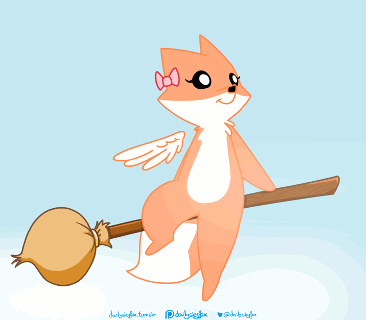 dailyskyfox:  Today Skyvixie is soaring through the skies with her broomstick~ Fwooosh!