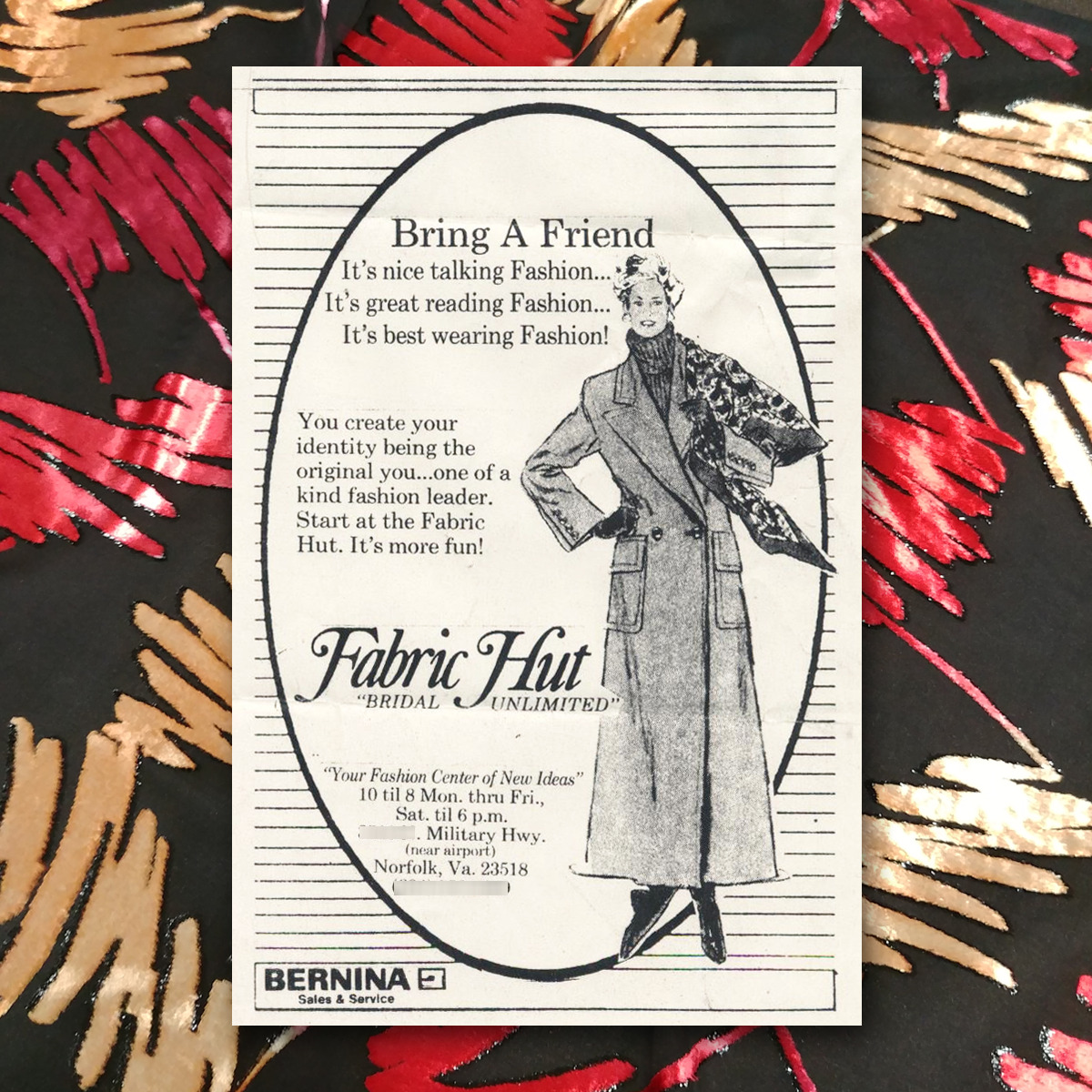 Who’s your favorite fashionable friend? It’s just as fun starting your fashion sewing at Fabric Hut as it was when we ran this ad many years ago! #tbt