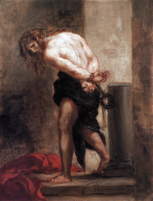 Eugène Delacroix - Christ at the column (1849).