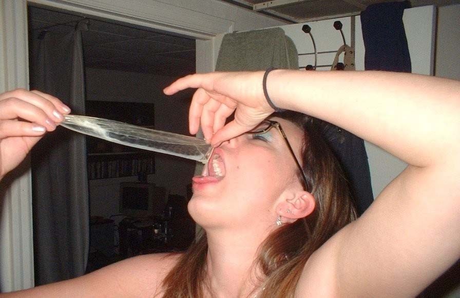 Girls Drinking Cum from Condoms