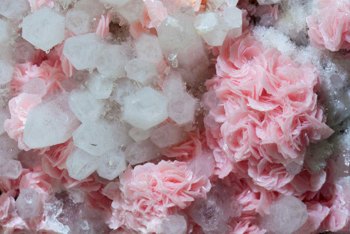 Porn Pics Rhodochrosite with Quartz and ChalcopyriteRosette