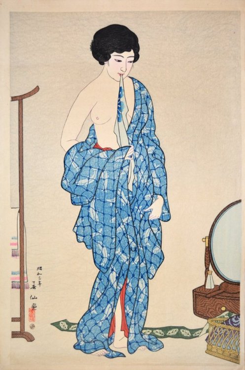 Natori Shunsen (Japanese, 1886-1960). After a Bath.