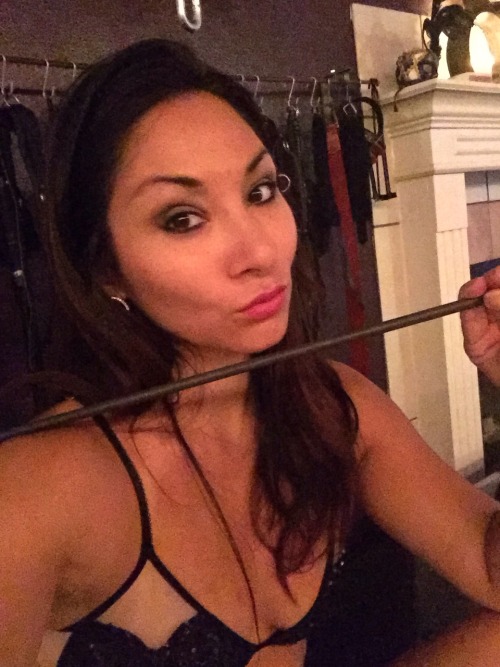 Excited to use my new toys, carbon fiber cane and 9 oz bullhide flogger. Http://www.mistressroxyjeze