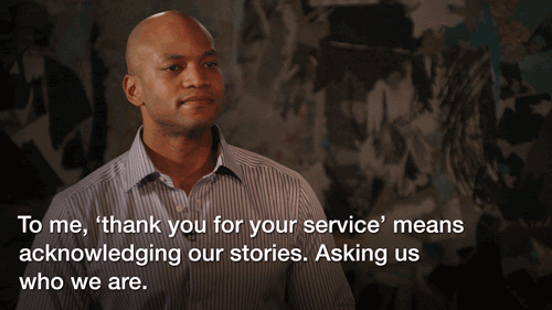 ted:  How to talk to veterans about the war » A powerful talk by paratrooper and captain Wes Moore, on talking to soldiers in a way that honors their service.  Watch it now »