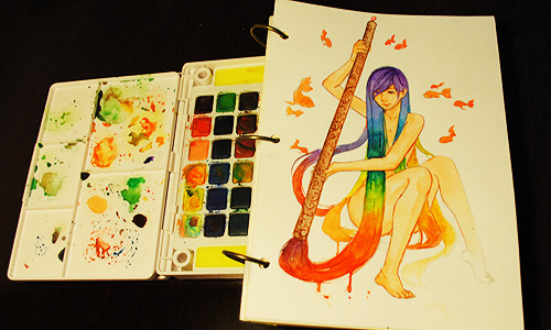 qinni:  Painting all the colours of the rainbow. done in watercolour. | More Daily Sketches  