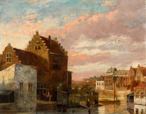 Kasparus Karsen (1810–1896)Canal between houses