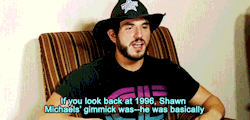 mithen-gifs-wrestling: Kevin Steen/Owens and Johnny Gargano reminisce about their love for Shawn Michaels and how it led their pre-teen selves to some dubious Halloween costume choices.