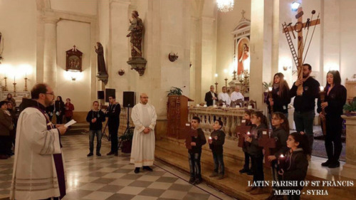 “Stations of the Cross” ceremony at the Saint Francis of Assisi Church, Aleppo.