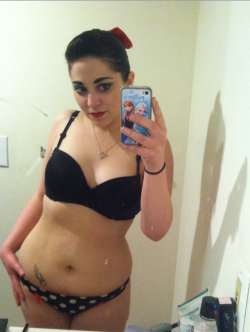 nerdygirlnoodles:  IM ALMOST BACK DOWN TO MY HAPPY WEIGHT!!! ^_^ sorry i looked in the mirror and felt excited….and yes my polkadot addiction has extended to my underwear…don’t judge me.  Wow she is so sexy
