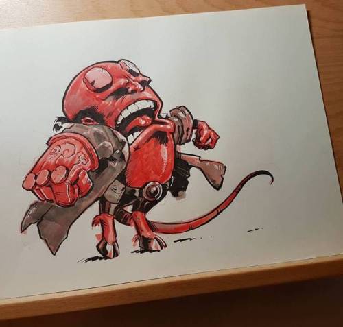 Working on a #comission for a friend.#hellboy #minion #pentel #cartoon #copicmarker #copiciao #2d #C