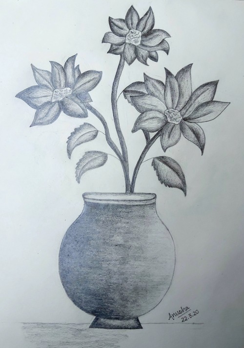 Flower pot | Pencil drawings of flowers, Flower drawing, Landscape pencil  drawings
