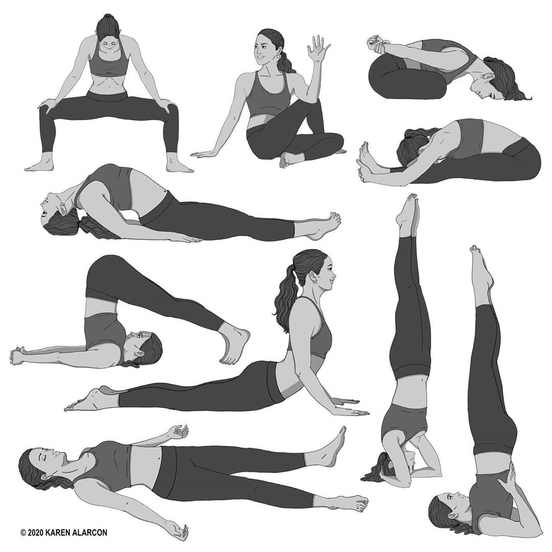 KAREN ALARCON ART — Yoga poses commission! Gotta get back to taking,  chaturanga pranayama 