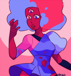 sarunochan:  Cotton candy garnet and blue pearl :u 