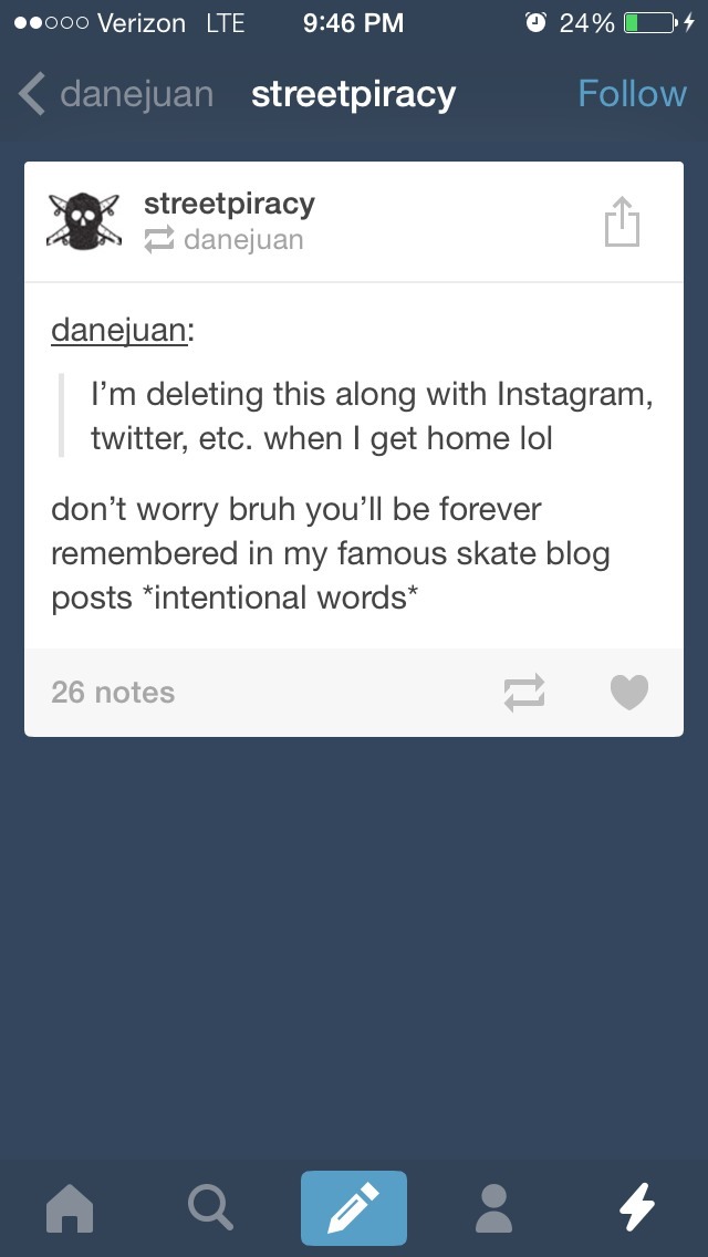 danejuan:
“ How cute, he thinks I’m deleting my blog because of him, except he is wrong. International Words
”
nah bruh wrong again just wanted to reassure you that just in case you do delete your blog you will live forever in your favorite part of...