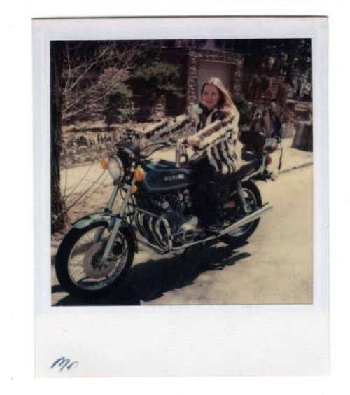 Found photo of a woman on a Suzuki - via ebay 