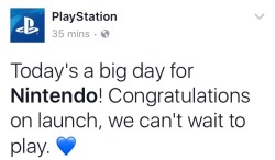 tumblunni:  precumming:  acoustickub:  gymleadernicks:   kinzers-of-whiterun: friendship goals Everyone love Nintendo!   This is beautiful.  this is so important   I vastly prefer this to every goddamn ‘console war’ we had in the old days. 