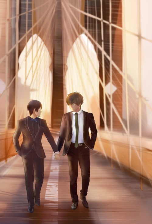 old makoharu drawing that was done for a zine… theyre getting married
