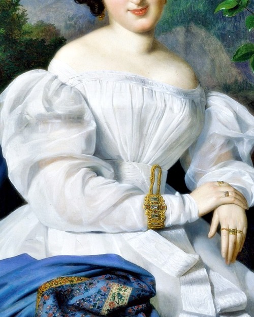 Crescentia, Countess Széchenyi, Detail. by Ferdinand Georg Waldmüller, 1828