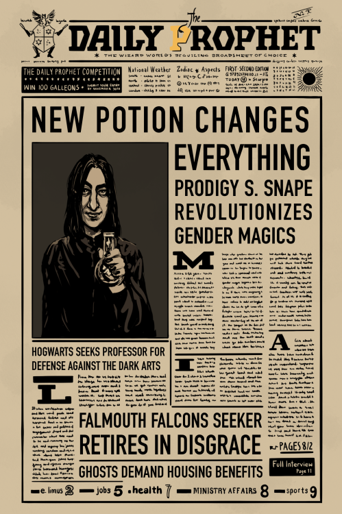 hbprincealice: Trans Snape Week Day 7: Revolution“Mx. Snape stuns the wizarding world once aga