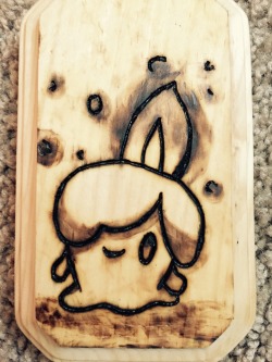 joltik-tok:  One little Litwick later…. 3rd woodburn! I just had to do this little guy! 