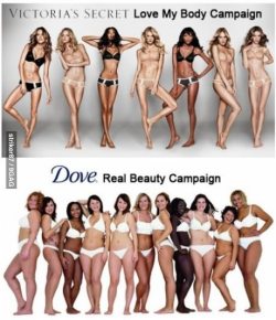 9gag:  The difference between Victoria’s Secret and Dove. 