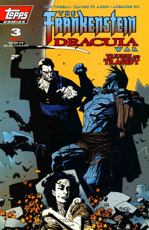 thebristolboard: Covers by Mike Mignola from The Frankenstein Dracula War, published by Topps Comics