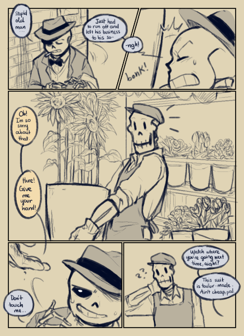 eli-sin-g: Blue roses symbolise love at first sight. Godfather/mobster Sans and florist Pap sin AU c