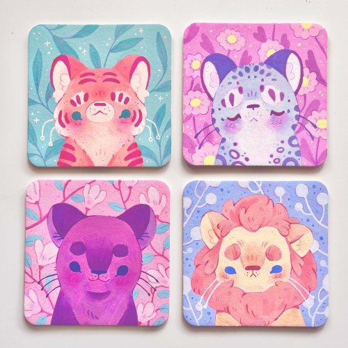 I painted these coasters for the Salut! 7 Coaster Show at Nucleus Portland which opens tonight, May 